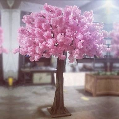Mesterséges rózsaszín selyem virág dekoratív fa