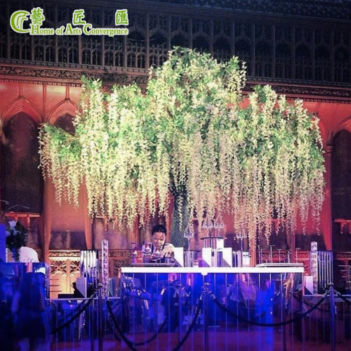 White Large Plastic Artificial Wisteria Blossom Tree
